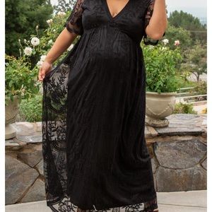 Pink blush lace maternity dress
